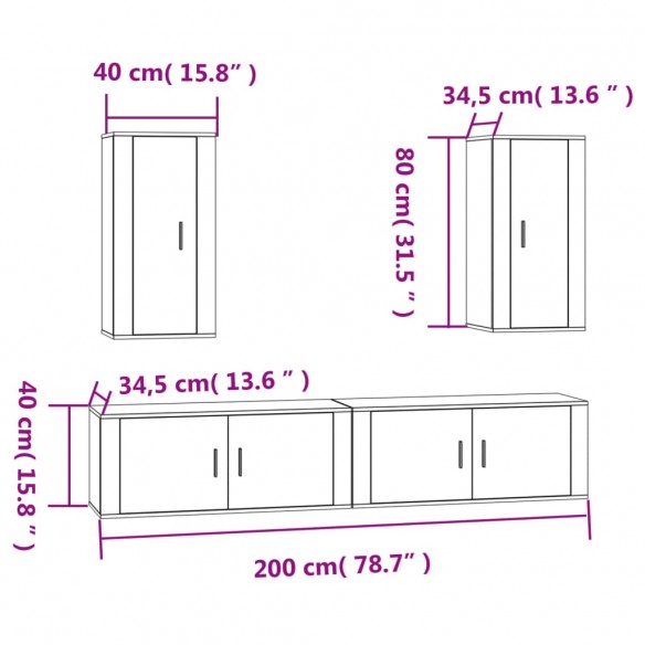 Ensemble de meubles TV 4 pcs Sonoma gris Bois d'ingénierie