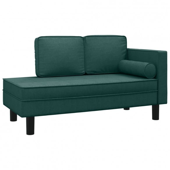 Chaise longue avec coussins et traversin vert foncé tissu