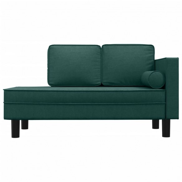 Chaise longue avec coussins et traversin vert foncé tissu