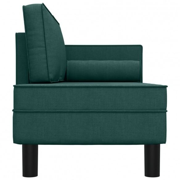 Chaise longue avec coussins et traversin vert foncé tissu