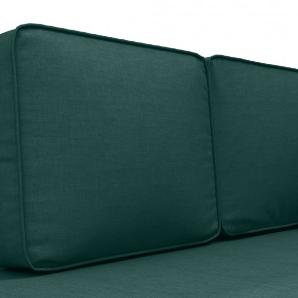 Chaise longue avec coussins et traversin vert foncé tissu