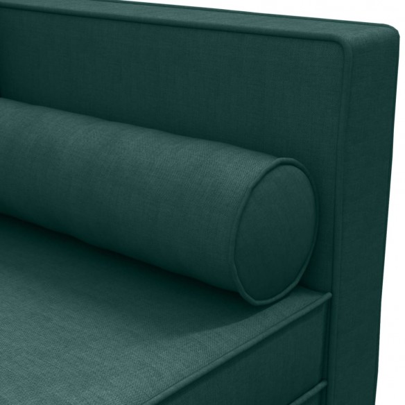 Chaise longue avec coussins et traversin vert foncé tissu