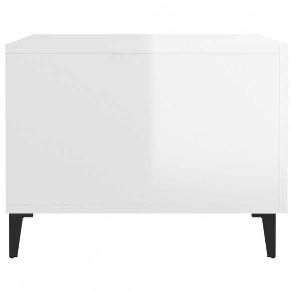 Tables basses avec pieds métal 2 pcs Blanc brillant 50x50x40 cm