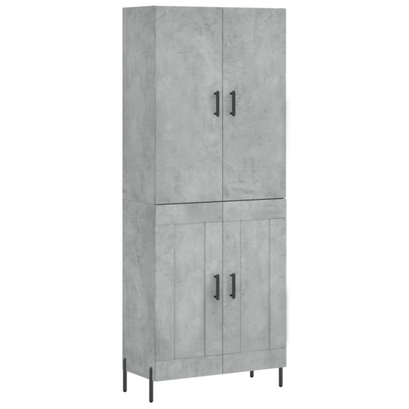 Buffet haut Gris béton 69,5x34x180 cm Bois d'ingénierie