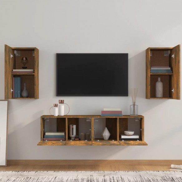 Ensemble de meubles TV 4 pcs Chêne fumé Bois d'ingénierie