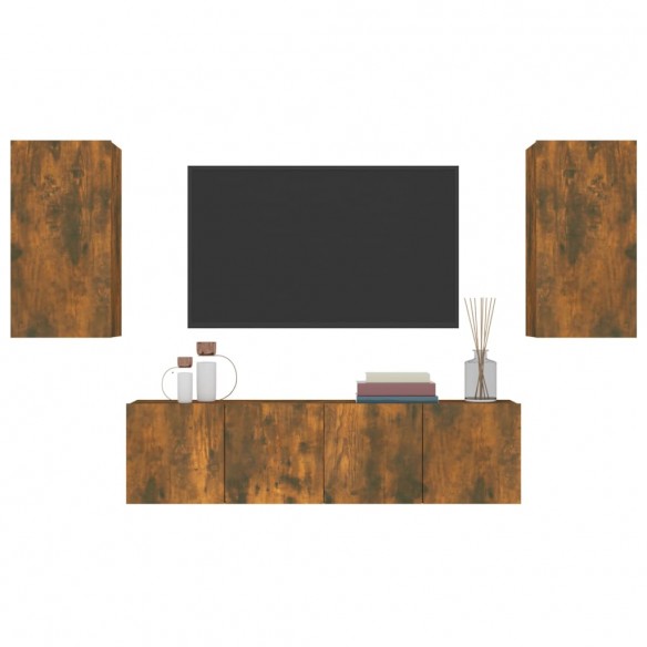 Ensemble de meubles TV 4 pcs Chêne fumé Bois d'ingénierie