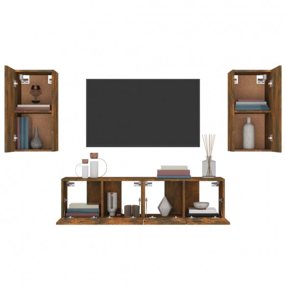 Ensemble de meubles TV 4 pcs Chêne fumé Bois d'ingénierie