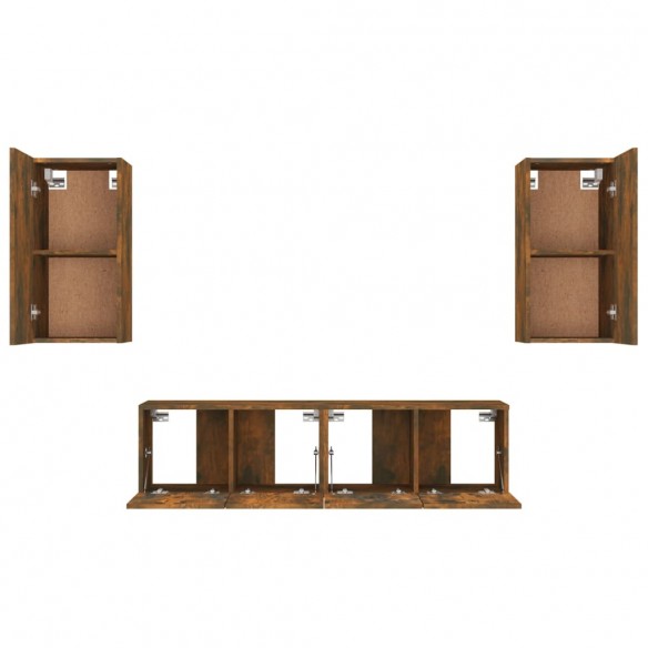 Ensemble de meubles TV 4 pcs Chêne fumé Bois d'ingénierie