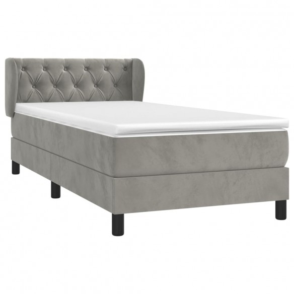 Cadre de lit et matelas Gris clair 80x200 cm Velours