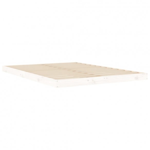 Cadre de lit blanc 135x190 cm double bois massif de pin