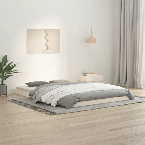 Cadre de lit blanc 140x200 cm bois de pin massif