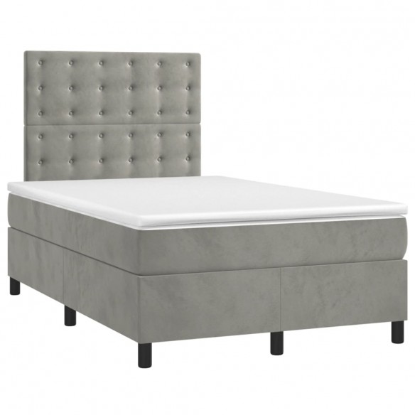 Cadre de lit et matelas Gris clair 120x200cm Velours