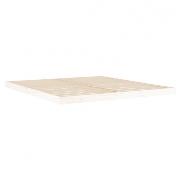 Cadre de lit blanc 180x200 cm Super King bois de pin massif