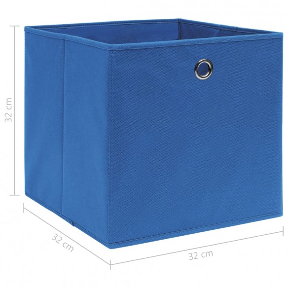 Boîtes de rangement 4 pcs Bleu 32x32x32 cm Tissu