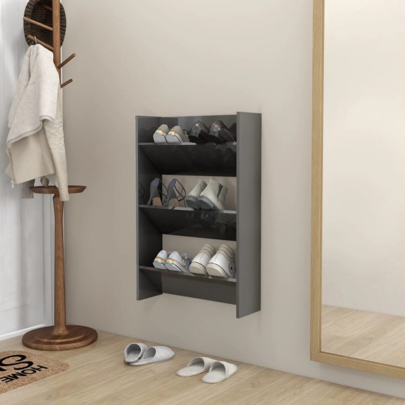 Armoire à chaussures murale Gris brillant 60x18x90 cm Aggloméré