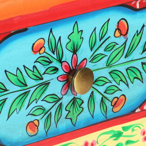 Table console peinte à la main 80x35x75 cm Bois de manguier
