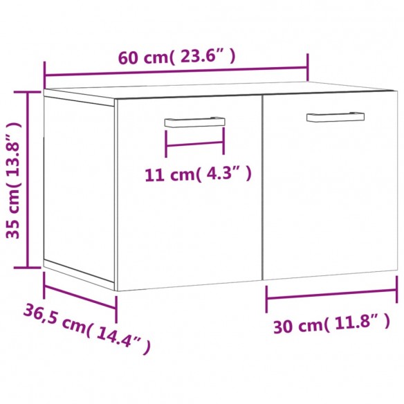 Armoire murale Chêne fumé 60x36,5x35 cm Bois d'ingénierie