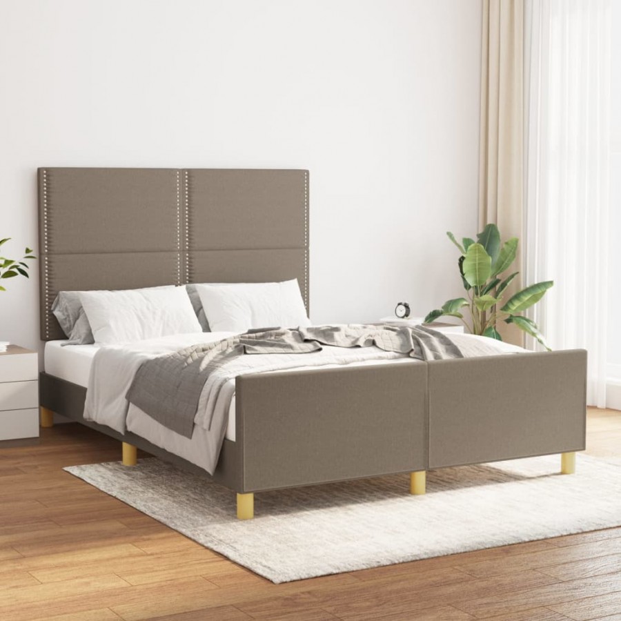 Cadre de lit avec tête de lit Taupe 140x190 cm Tissu