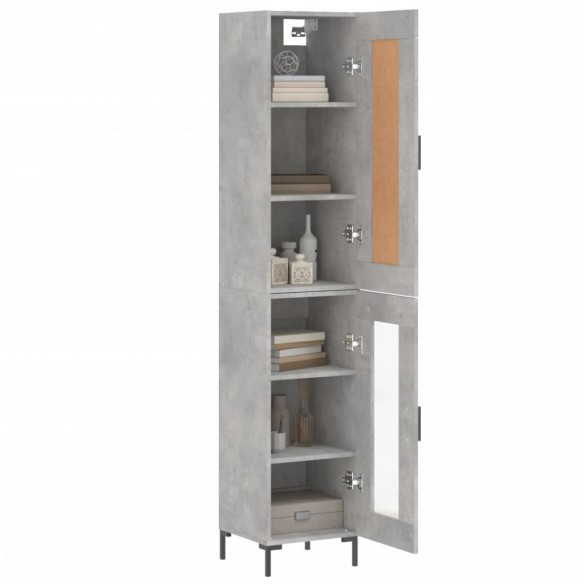 Buffet haut Gris béton 34,5x34x180 cm Bois d'ingénierie