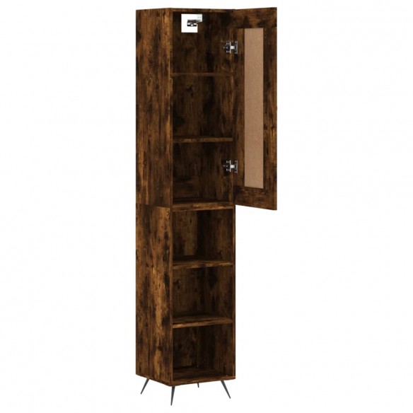 Buffet haut Chêne fumé 34,5x34x180 cm Bois d'ingénierie