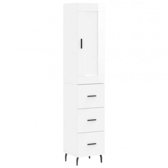 Buffet haut Blanc brillant 34,5x34x180 cm Bois d'ingénierie