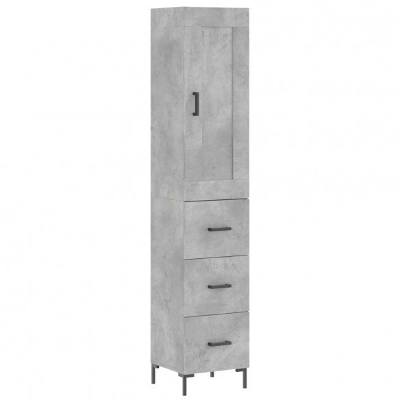 Buffet haut Gris béton 34,5x34x180 cm Bois d'ingénierie