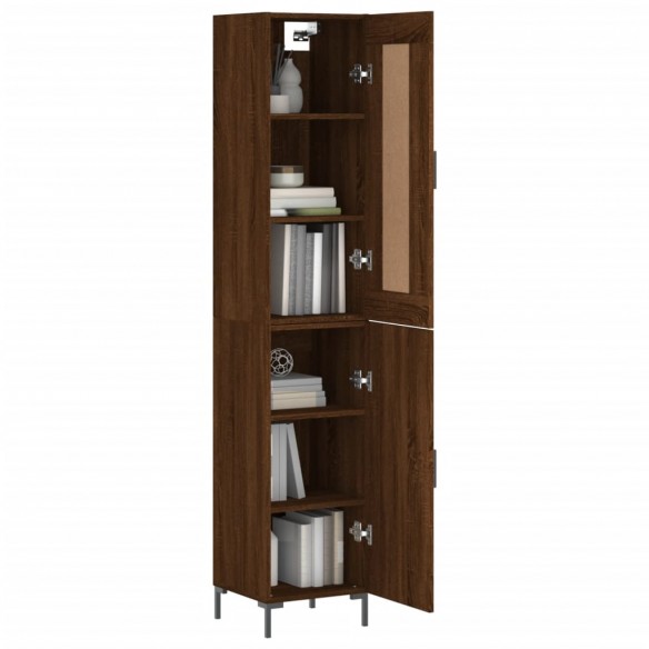 Buffet haut Chêne marron 34,5x34x180 cm Bois d'ingénierie