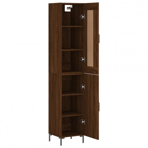 Buffet haut Chêne marron 34,5x34x180 cm Bois d'ingénierie