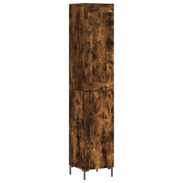 Buffet haut Chêne fumé 34,5x34x180 cm Bois d'ingénierie