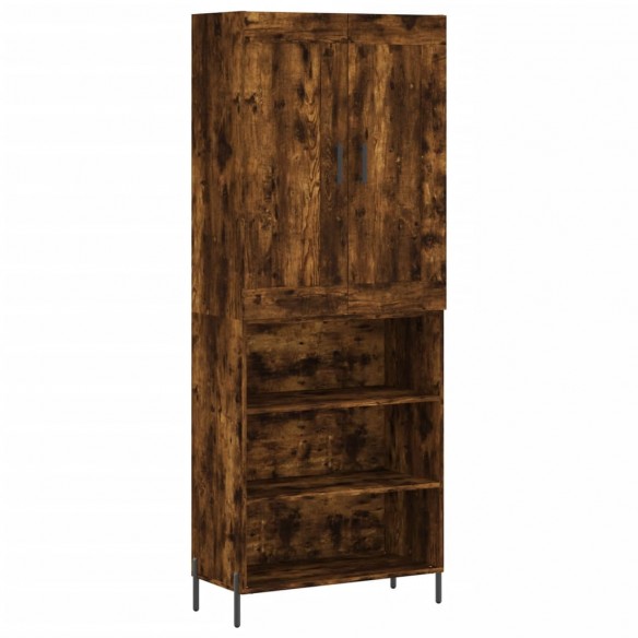 Buffet haut Chêne fumé 69,5x34x180 cm Bois d'ingénierie