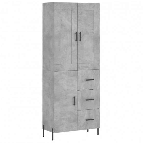 Buffet haut Gris béton 69,5x34x180 cm Bois d'ingénierie