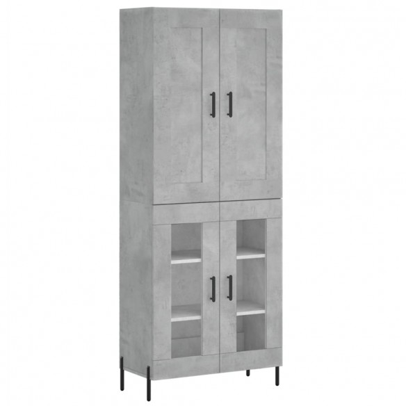 Buffet haut Gris béton 69,5x34x180 cm Bois d'ingénierie