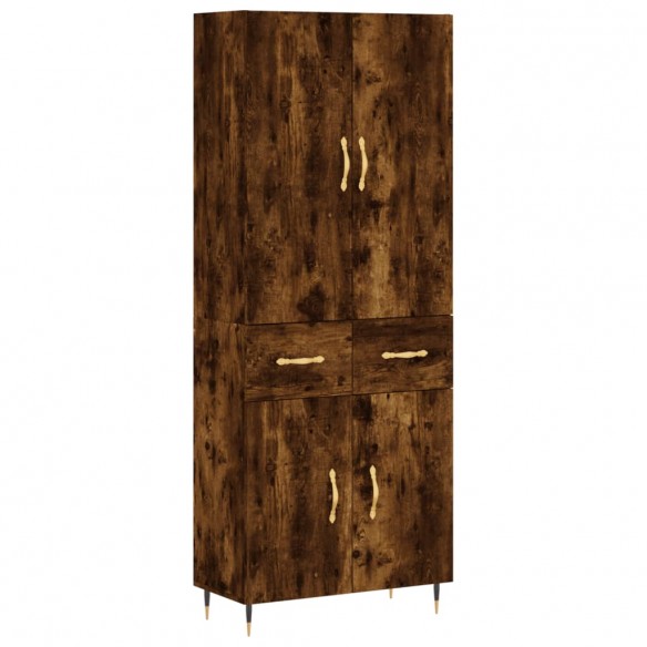 Buffet haut Chêne fumé 69,5x34x180 cm Bois d'ingénierie