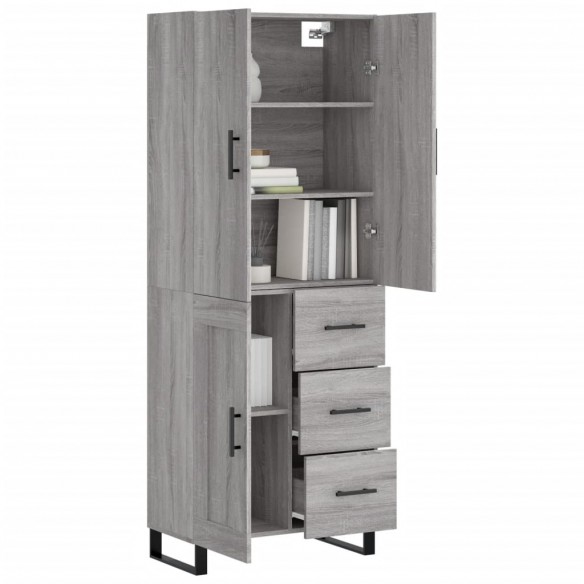 Buffet haut Sonoma gris 69,5x34x180 cm Bois d'ingénierie