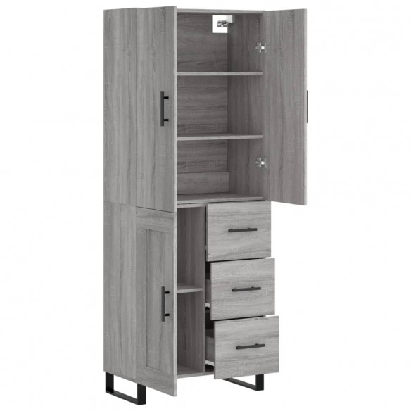 Buffet haut Sonoma gris 69,5x34x180 cm Bois d'ingénierie