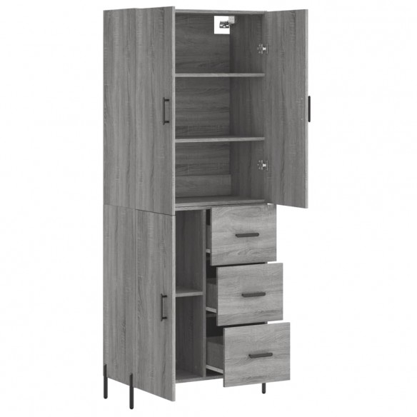 Buffet haut Sonoma gris 69,5x34x180 cm Bois d'ingénierie