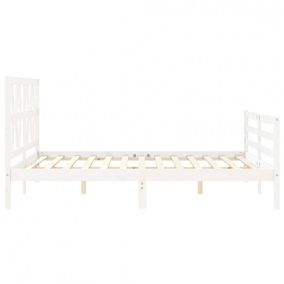 Cadre de lit avec tête de lit blanc King Size bois massif