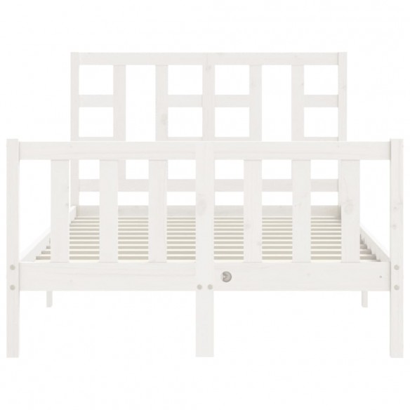 Cadre de lit avec tête de lit blanc petit double bois massif