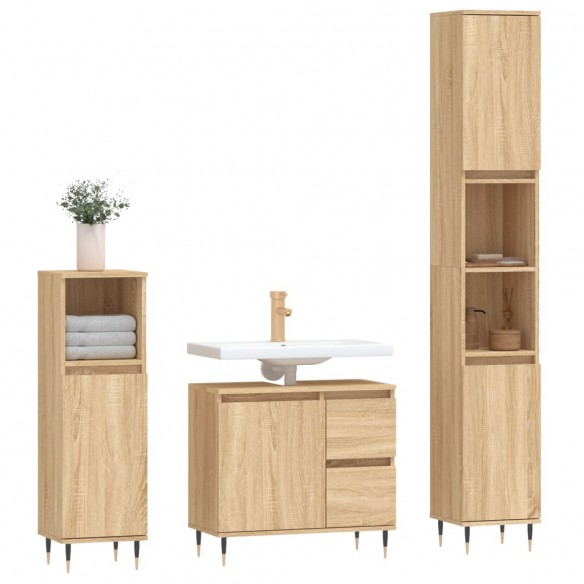 Ensemble de meubles de salle de bain 3 pcs chêne sonoma