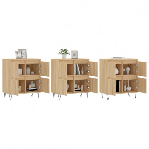 Buffets 3 pcs Chêne sonoma Bois d'ingénierie