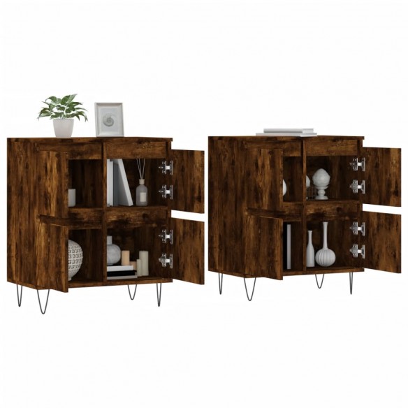 Buffets 2 pcs chêne fumé bois d'ingénierie