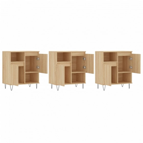 Buffets 3 pcs Chêne sonoma Bois d'ingénierie