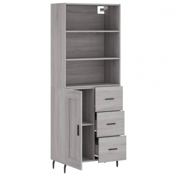 Buffet haut Sonoma gris 69,5x34x180 cm Bois d'ingénierie