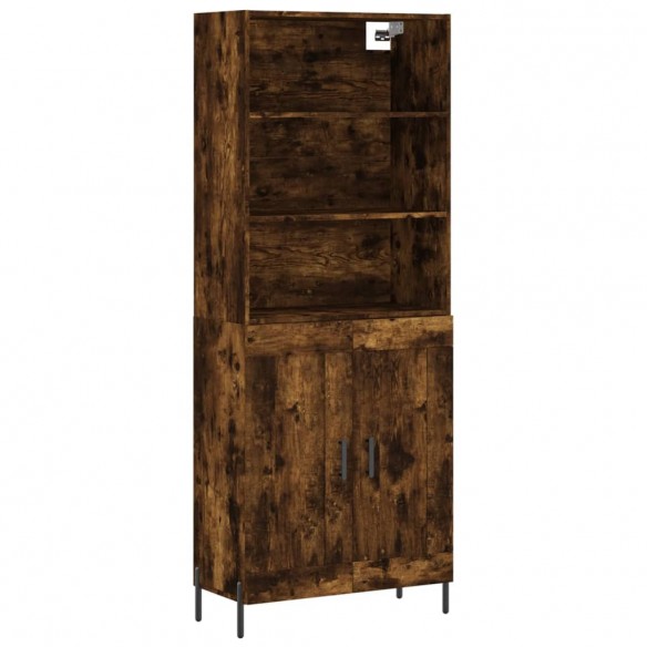 Buffet haut Chêne fumé 69,5x34x180 cm Bois d'ingénierie