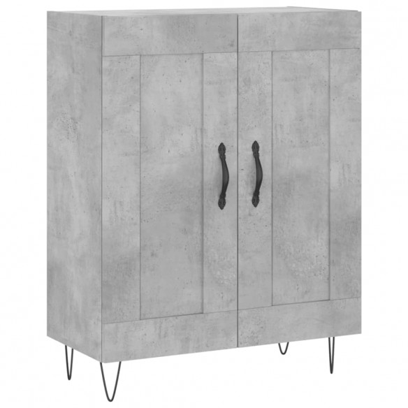 Buffet haut Gris béton 69,5x34x180 cm Bois d'ingénierie