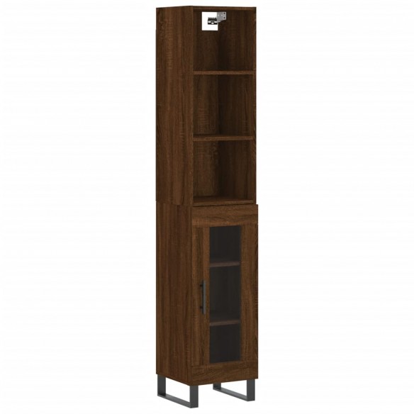 Buffet haut Chêne marron 34,5x34x180 cm Bois d'ingénierie