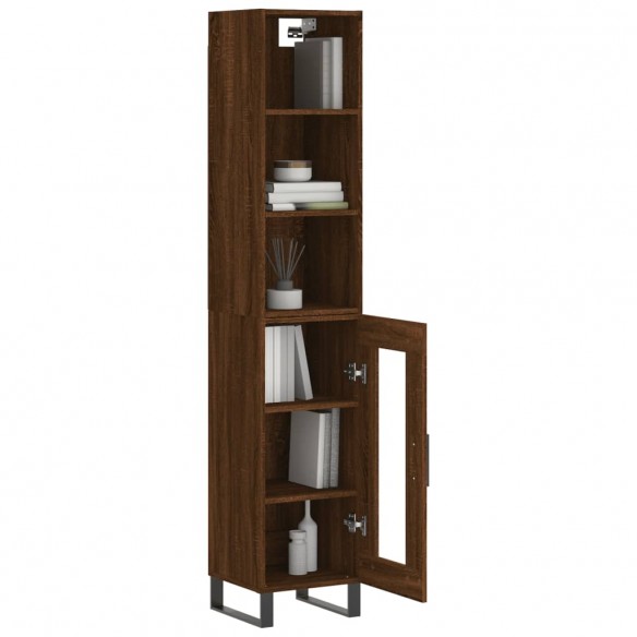 Buffet haut Chêne marron 34,5x34x180 cm Bois d'ingénierie