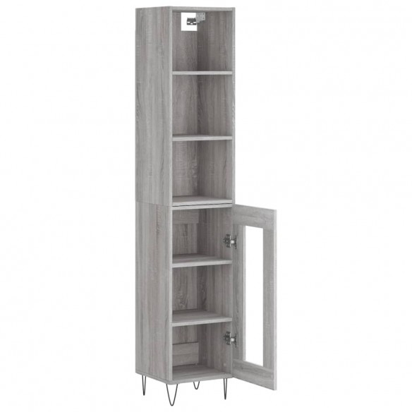 Buffet haut Gris béton 34,5x34x180 cm Bois d'ingénierie