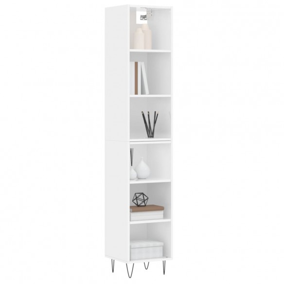 Buffet haut Blanc brillant 34,5x32,5x180 cm Bois d'ingénierie