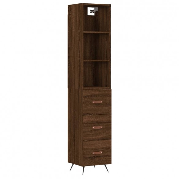 Buffet haut Chêne marron 34,5x34x180 cm Bois d'ingénierie